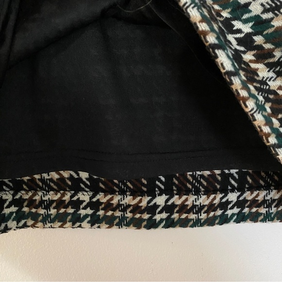H&M Teal And Neutral Houndstooth Wool Blend Mini Skirt - Picture 3 of 6